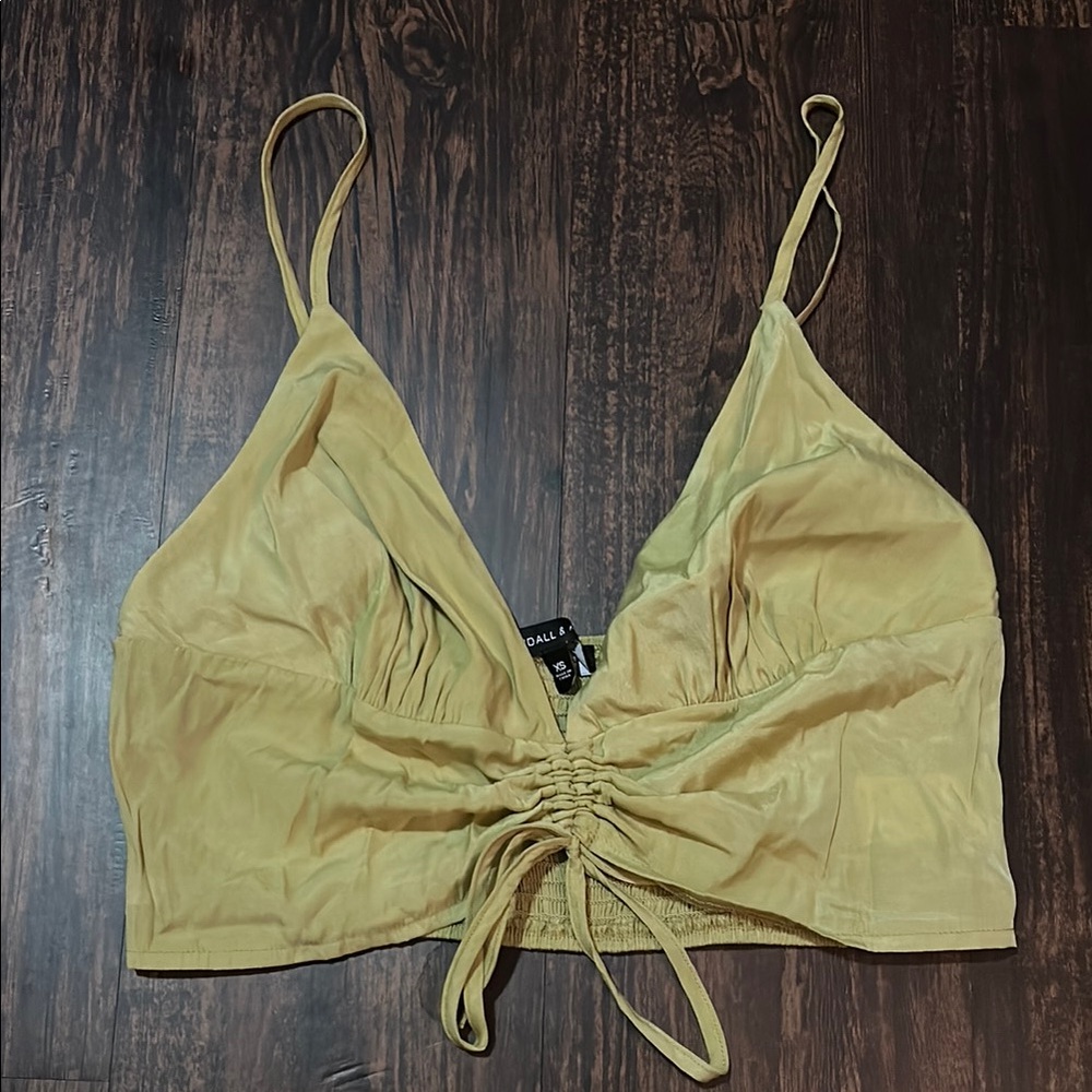Green Ruched Crop Top